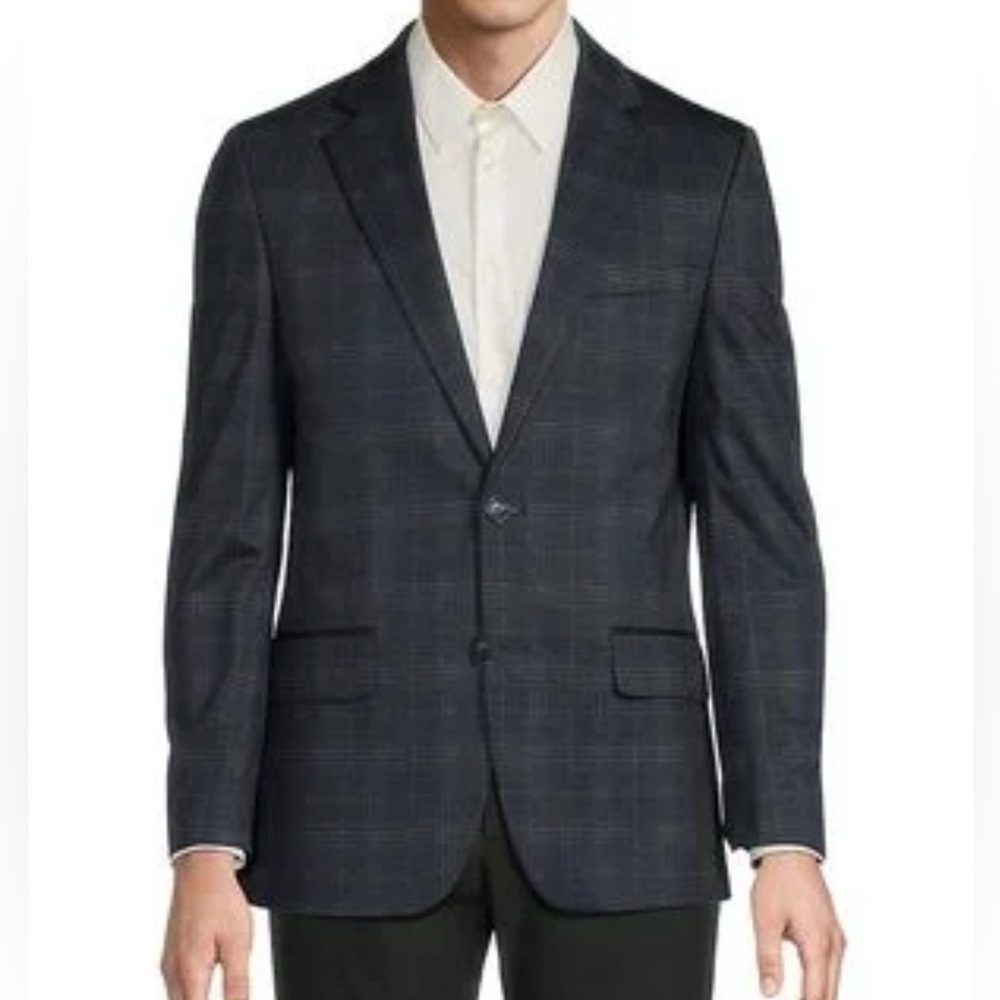 NWT Original Penguin Men's Navy Plaid Blazer - 40R